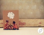 Las vacaciones. Original Art Kraft Paper Blank Greeting Card w Geometric Crystalline Structure, Vintage Retro National Geographic Photograph