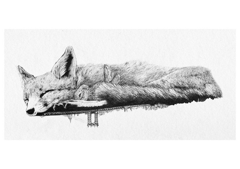 Fox and Rabbit - A4 - Print