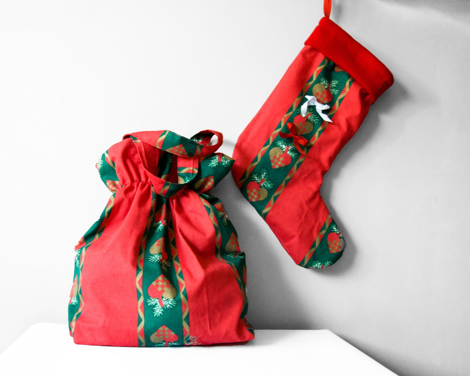 SALE 40% OFF - Christmas Stocking and Christmas Gift Tote Bag, Holiday Decoration, Christmas Decoration Holdall