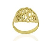 24K gold over Sterling Silver monogram Ring - (ZR90850-GPSS)