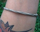 Recycled/Reused Guitar String Jewelry Silver Bangle Stacking Bracelet - Ship Anywhere Free Shipping