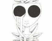 Original Illustration, Zombie, Roses, Picture, Art, Ink, Pencil, 24 x 32 cm, Grief, Horror, Gothic, Dark, Flowers, Skull, Tattoo Design