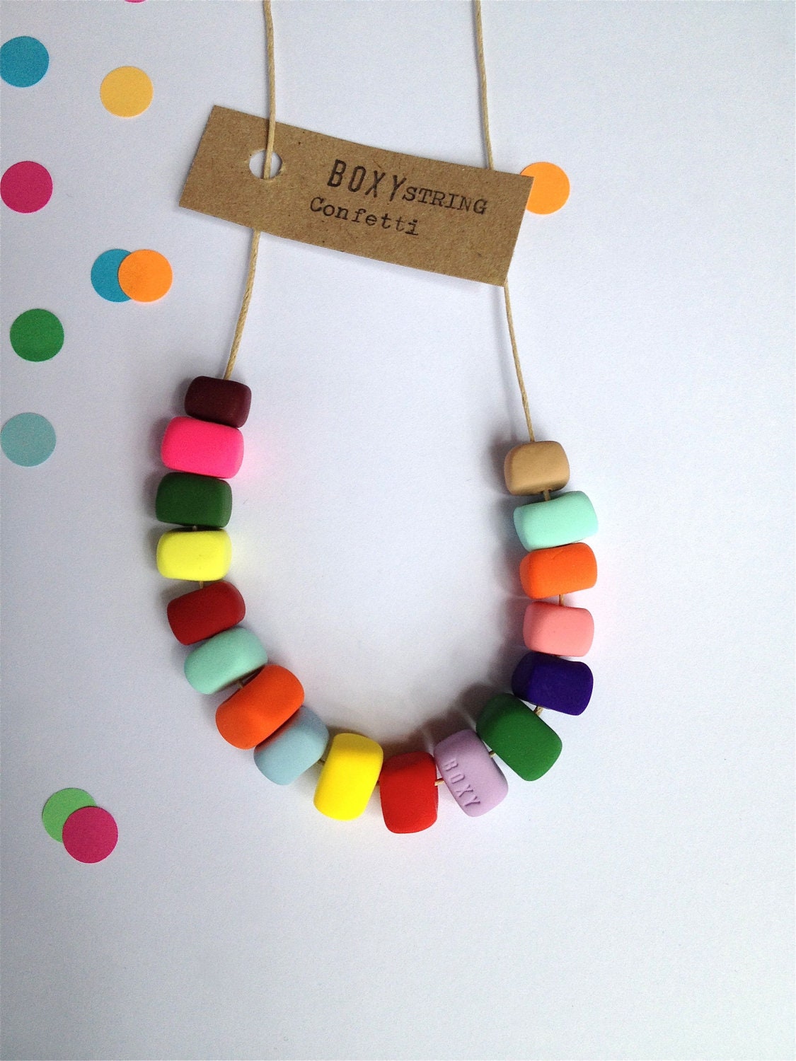 CONFETTI Handmade Bead Fimo Necklace - Bright
