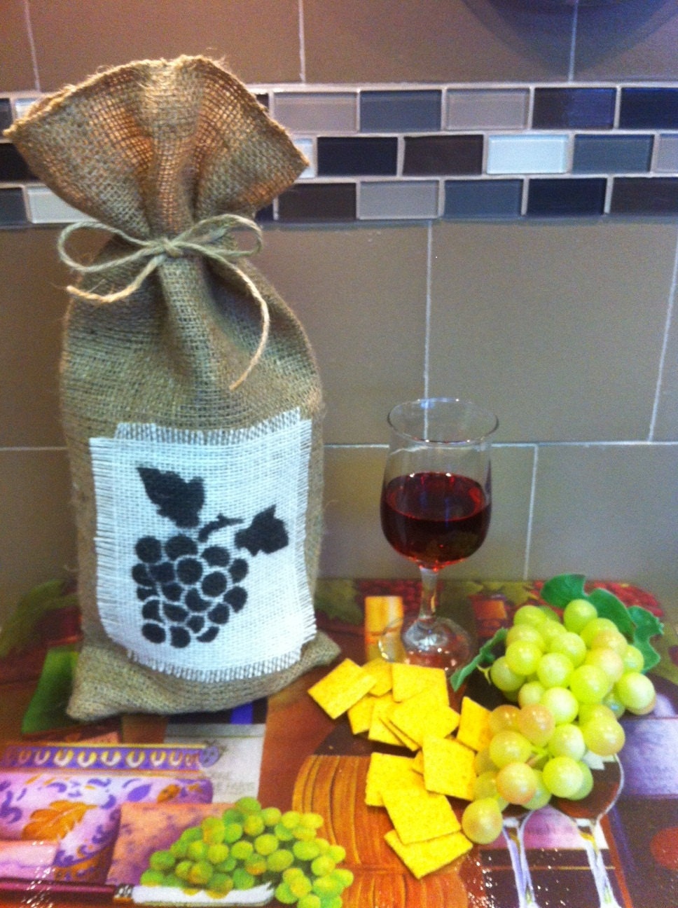 Burlap Wine Gift Bag