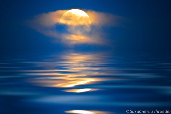 Nature Photography Moon Rising At Night By