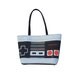 Large Printed Retro NES Nintendo Controller Handbag with Silver Studded Hardware and Snap Closure