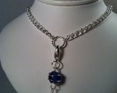 Beaded Jewelry - Gift for Her - Fashionable Jewelry - Slver and Blue - Interchangeable Jewelry - Pendant - Silver Jewelry - Beaded Necklace
