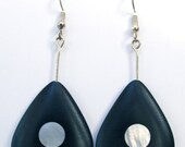 Gaboon Ebony, Mother of Pearl Shell Medium Dangle Earrings