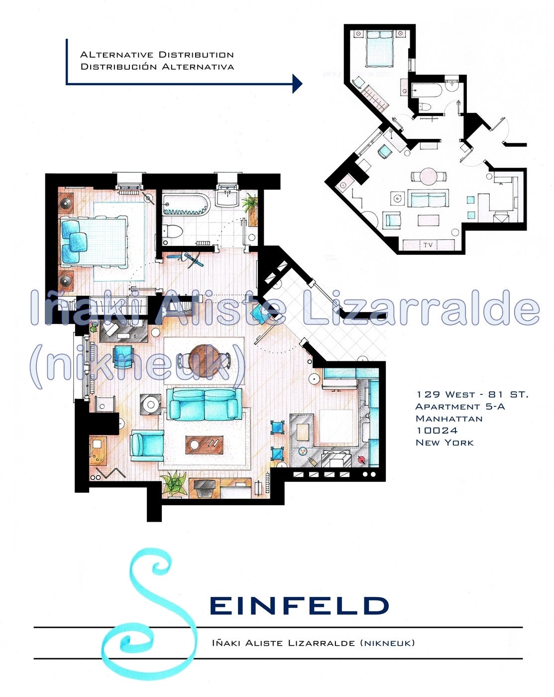 Jerry Seinfeld's Apartment Floorplan (Medium)