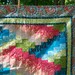 Cascading Patchwork Quilt in Coral Pink Limes Olive Turquoise Teal Graphic and Floral Printed Cotton