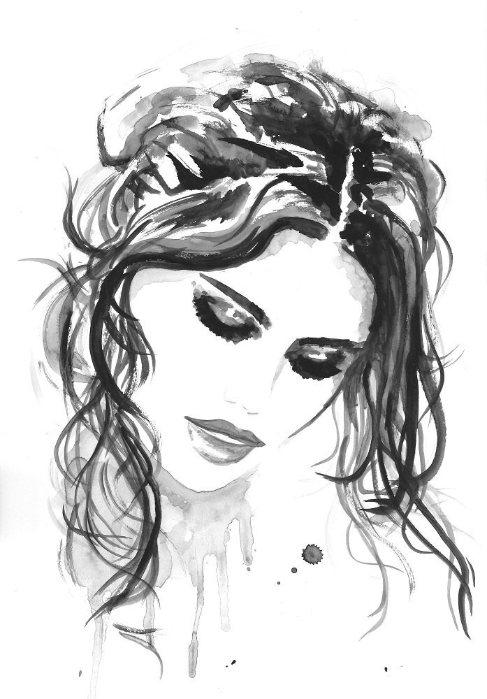 Original Watercolor Fashion Illustration Modern Art Painting titled Unforgettable