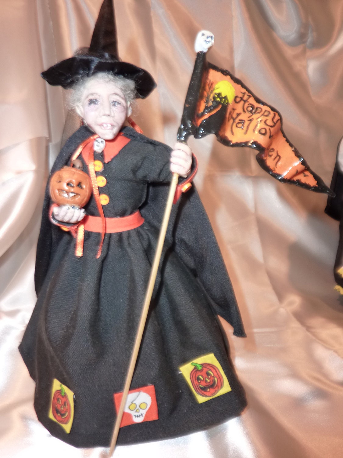 OOAK Polymer Clay Witch Samantha 9 inches tall, hand sculpted doll, witch