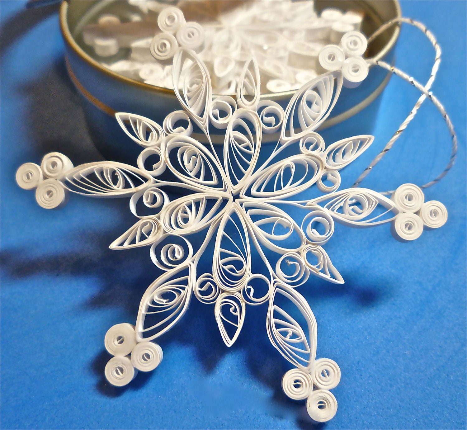 Quilled Paper Snowflake Christmas Decorations: 'Navidad' quilled Snowflake Ornament