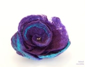 Blueberry Flower Brooch, Wet felted brooch, Flower jewelry, purple, violet, turquoise, Fashion pin