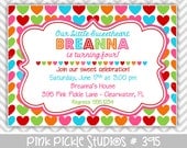 Sweetheart : 395... Birthday Party Invitation OR Thank You Card ...Printable / Digital / You Print / DIY / jpg or pdf