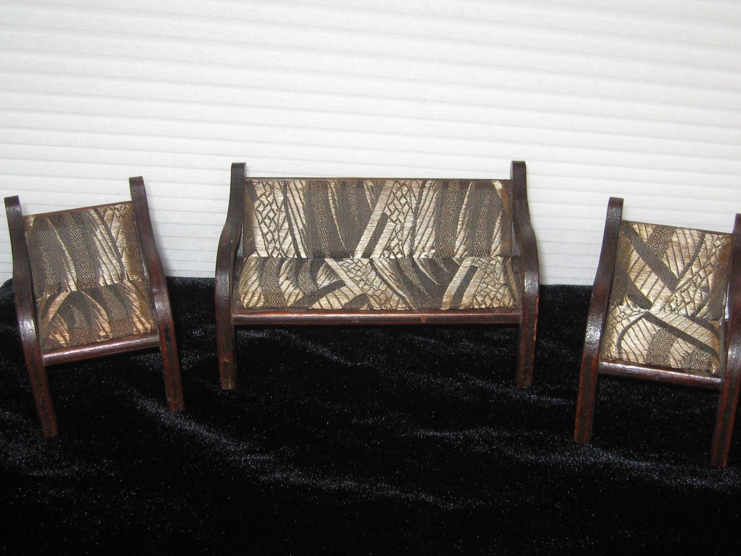 Vintage Handmade Doll Furniture, Sofa and 2  Chairs