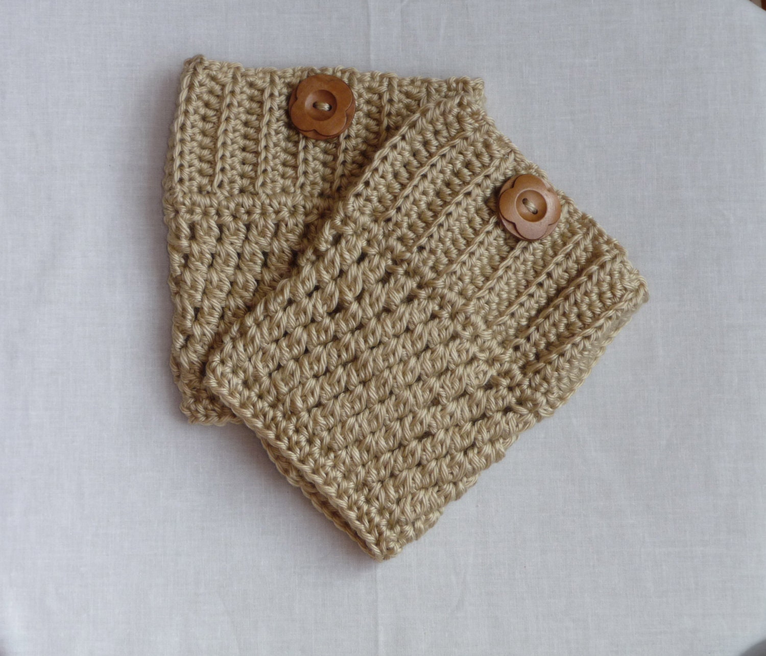 Cream or Pick a Color - Boot Cuffs -  Wooden Flower Button