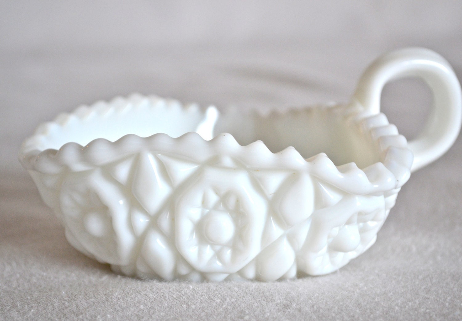 Vintage Milk Glass Dish With Handle