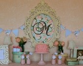 English Roses Shabby Chic Elegant Pink, Aqua and Green Birthday Party/Baby Shower Party Printables