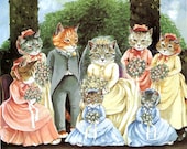 Victorian Cats, Susan Herbert,  Antique / Vintage Art Prints, The Wedding Party, Print 30