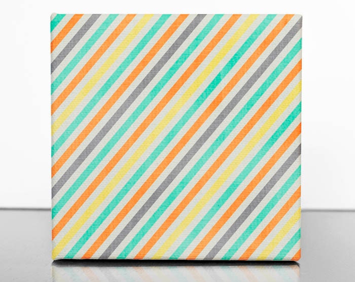 Bold & Bright Modern Print 6x6 - geometric pattern diagonal stripes wall art print canvas green yellow orange mix and match
