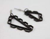 C100 Small Oxidized Sterling Silver Asymmetrical Earrings