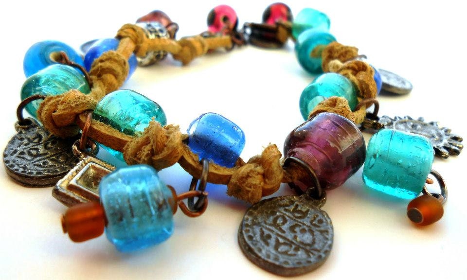 Colorful Glass beadwork Bracelet with handmade beads