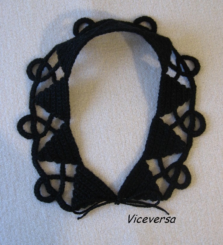 PETER PAN COLLAR - wool - women - trendy - Black - Christmas gift - handmade - crochet - holidays