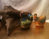 2PC lot One isCute Ceramic Green Chicken Bank and an additional colorful chicken