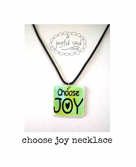 CHOOSE JOY clay pendant necklace, Original Art, Inspirational