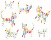 Rainbow Kitty Cats - Watercolor Painting - Art Print - available in 2 sizes 6x4 or 7x5