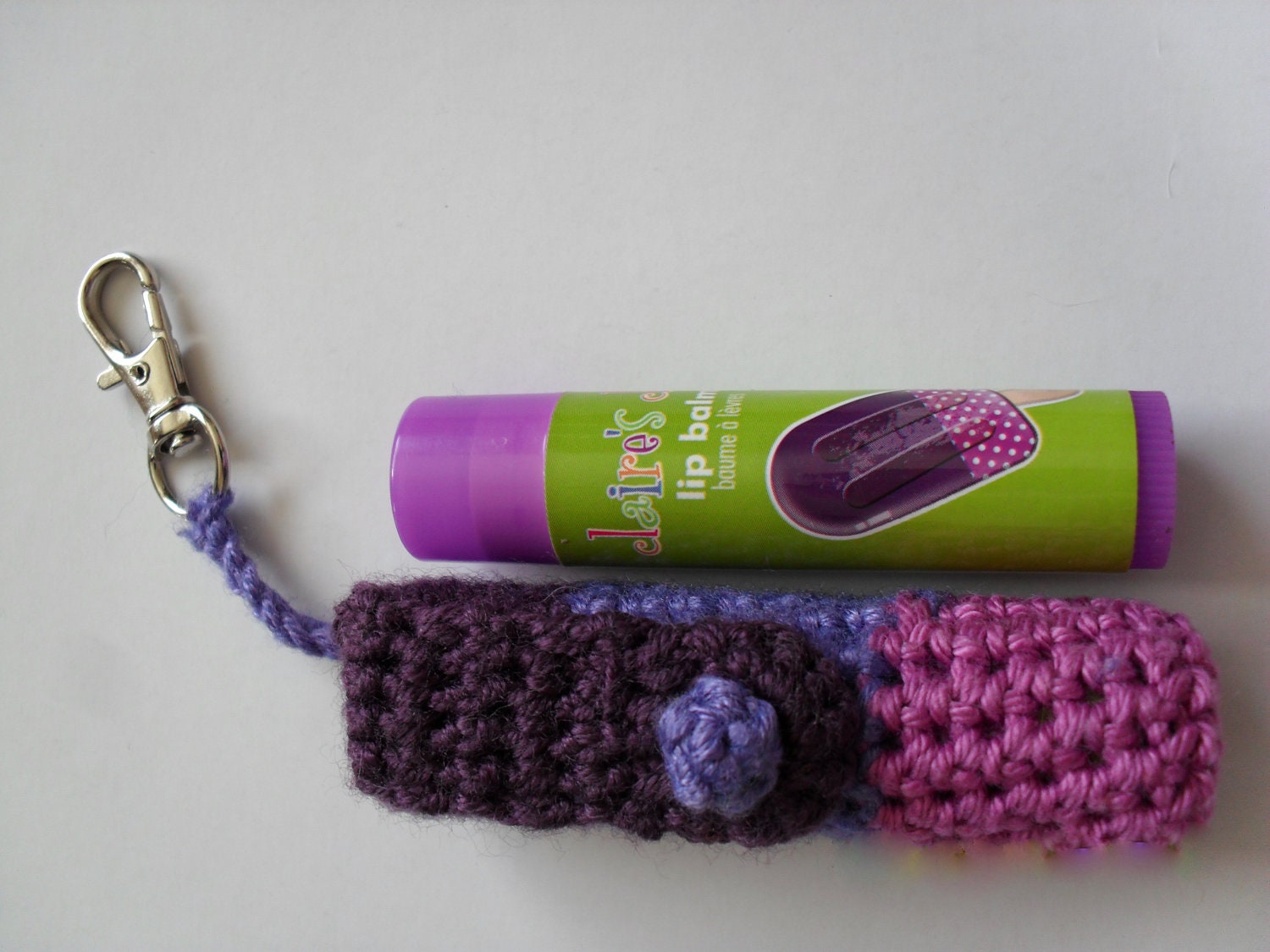 Handmade Lipbalm CROCHET KEYRING, Purple Blackberry, Bag Charm - Cute & Unusual Present / Gift / GREAT Christmas Stocking Filler