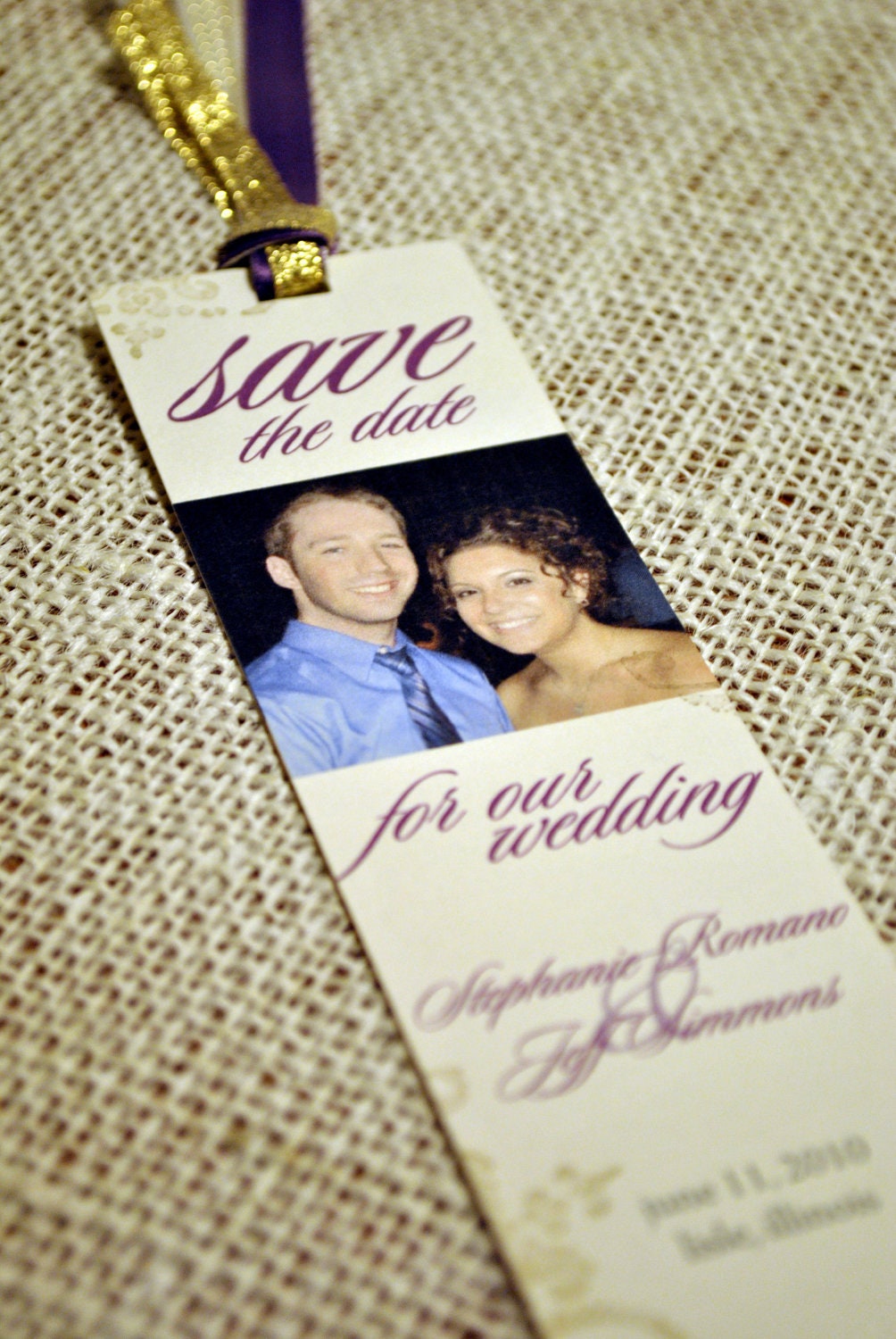 Whimsical Love Story Save the Date Bookmarks featuring Photo - Sample