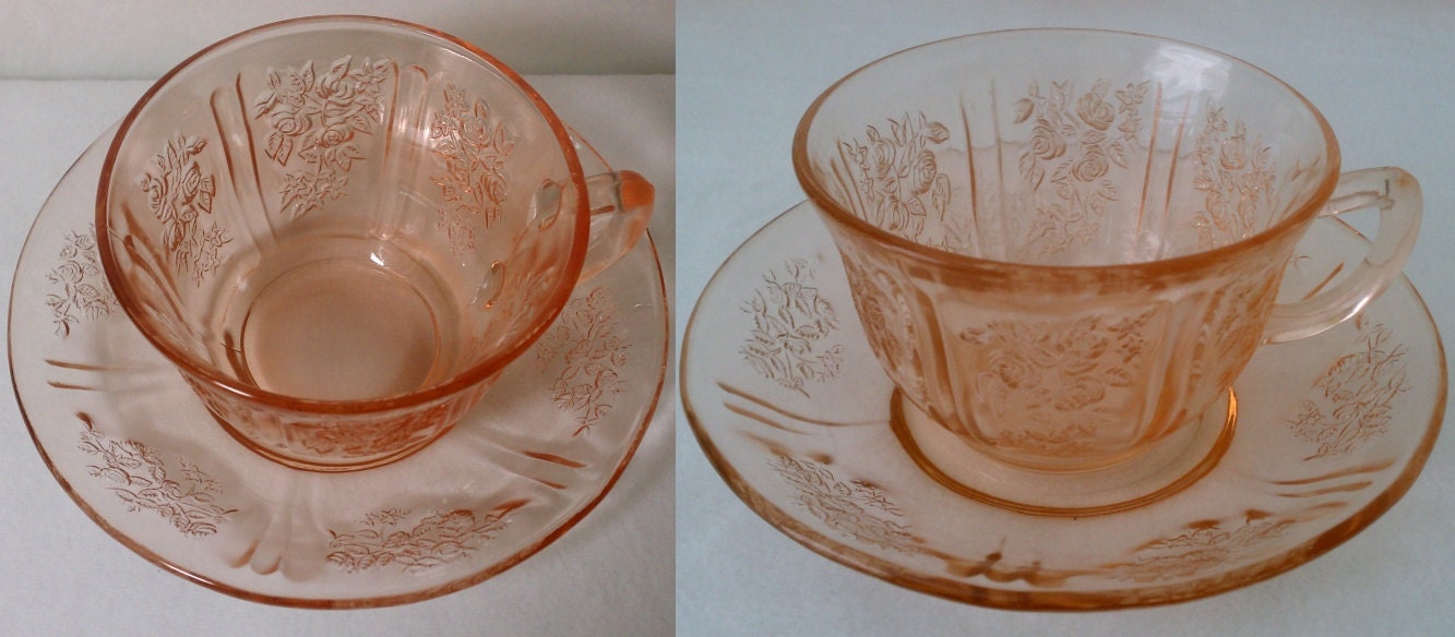 Vintage 1930's Sharon Pink Cabbage Rose Cup & Saucer Set