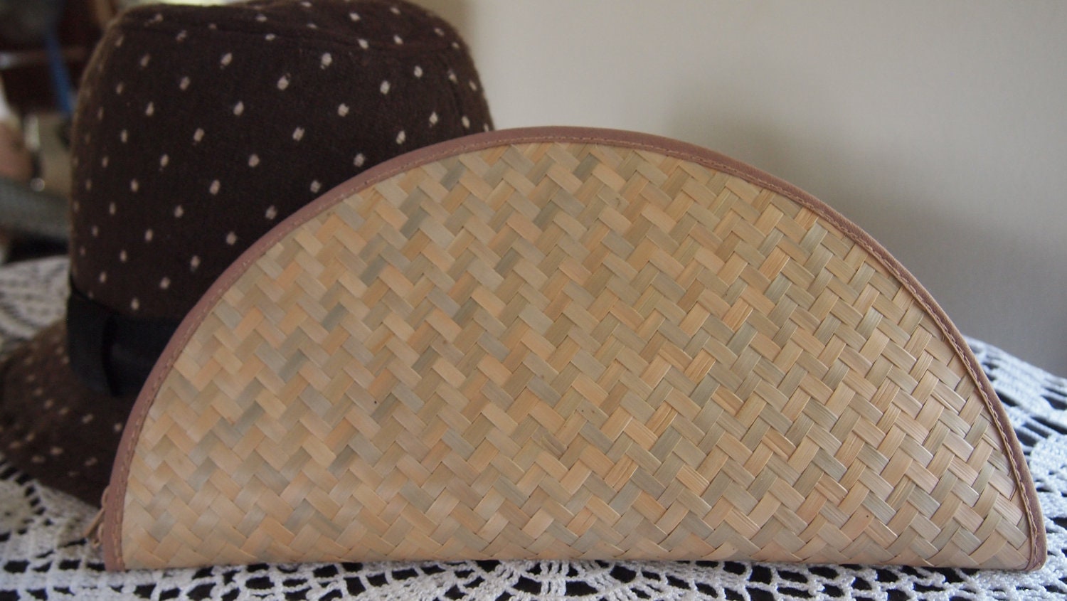 Vintage papyrus clutch/ natural product clutch/ natural woven pouch/ natural fiber bag vintage