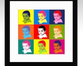 Custom portrait 17"x17" minimalist illustration- Andy Warhol 's style - Giclee Art print - Digital Painting Photo quality fine art print.