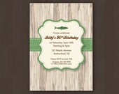 Green Fishing DIY Printable 50th Birthday Party Invitation