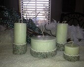 Set of 4 Pale Green with Beads Scented Hand Made Candles Gift Wrapped - CandlesByDottie