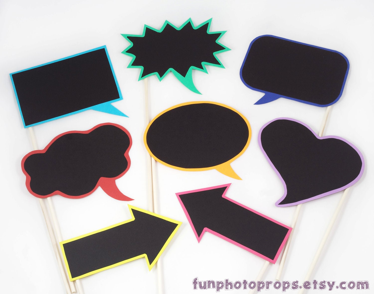 Photo Booth Prop Set - 8 Piece Chalkboard Speech Bubble Photobooth Prop Set - Paper Photobooth Props Il_170x135