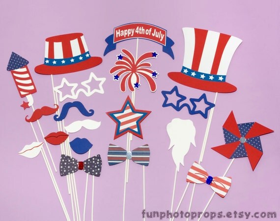 Photobooth Prop Set - 19 piece 4th of July Photo Booth Prop Set - Photobooth Props Il_570xn