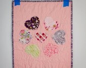 Doll sized Appliquéd Hearts Quilt - Shop Clearance