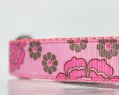 Flower Power Pink Large Nylon Adjustable Buckle Dog Collar