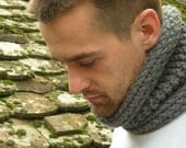 Unisex Hand Knit Cowl - Cozy Cowl Neckwarmer - Fall Winter Accessories - Gray - Christmas Gifts