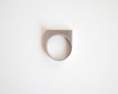 Minimalist Flat Top Ring in White Brass