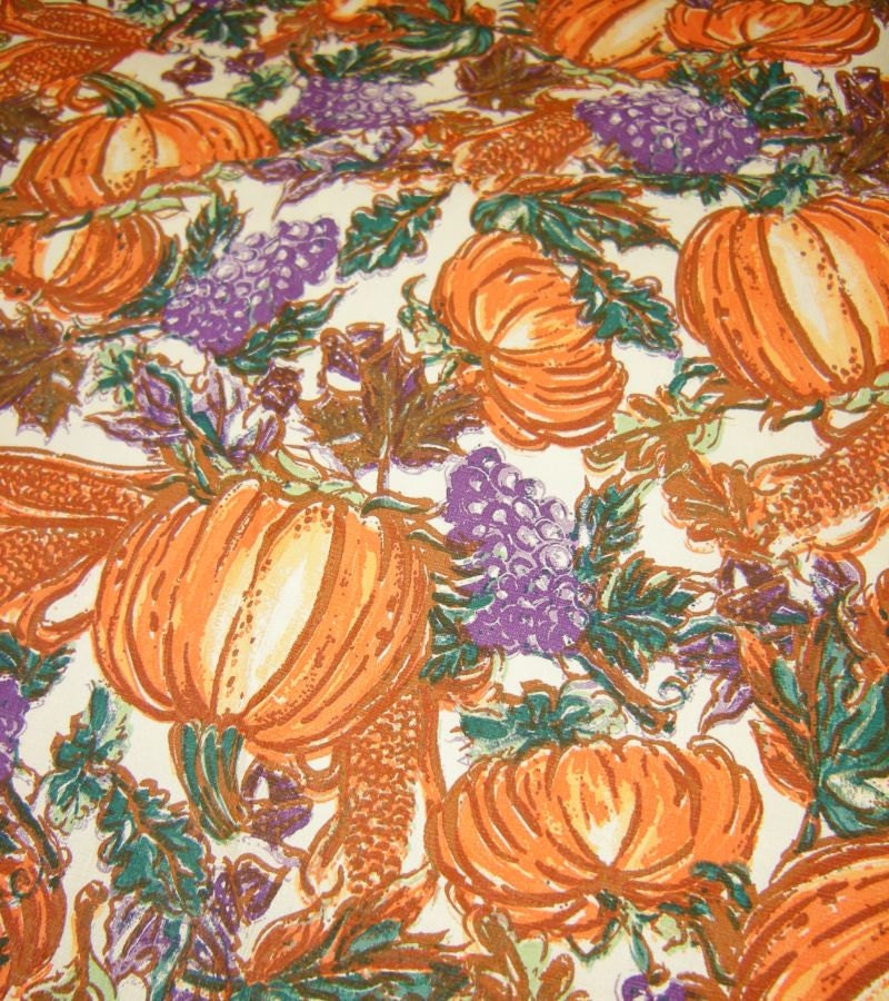 Fall Vintage Round Vinyl Tablecloth Pumpkin by FlashbackAlley