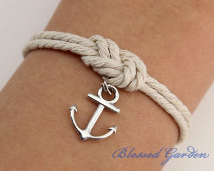 Anchor bracelet, mooring rope bracelet, fabulous navy bracelet, infinity knot, god's gift, antique silver,christmas gift