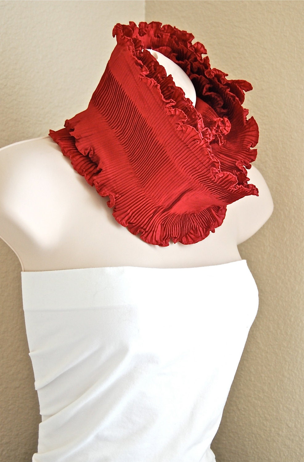 Mothers Day Present Red Scarf Scarlet Red Wrap Accordion Elegant  Scarf Christmas Prom Dress Wedding Accessories