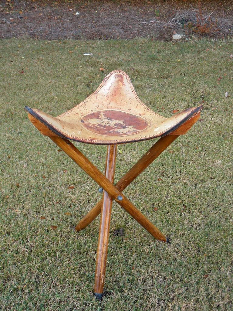 Vintage 3 Legged Cowboy Stool w/ Leather by BelleBeauAntiquarian