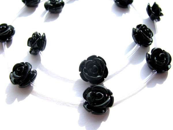 FREE SHIP,12mm 5strands 100pcs ,high quality  turquoise  florial flowers rose petal black jet mixed cabochons jewelry beads