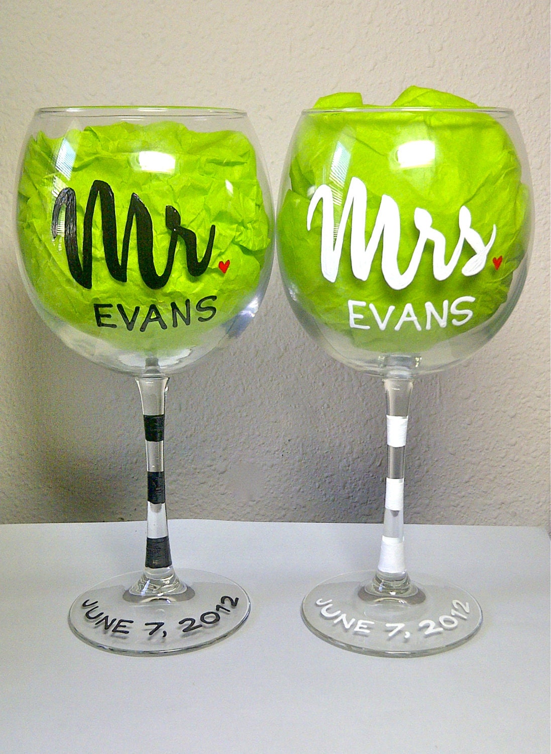 Mr. and Mrs. Personalized (2) Set of Glasses